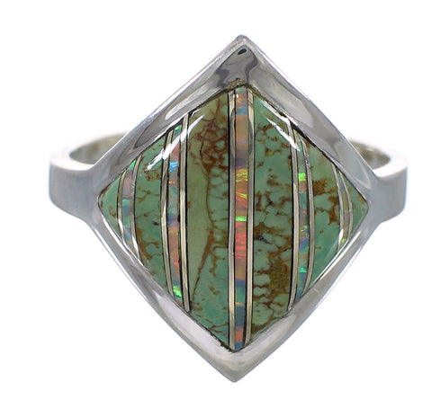 Southwestern Sterling Silver Turquoise Opal Ring Size 6-1/2 QX82477